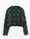 YANYAN KNITS Fall/Winter 2025: Wool plaid cropped sweater/mid-length skirt set YYK-YYW25-2021-GW (Sweater)
